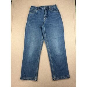 Duluth Trading Jeans Women 6x29 Blue Utility Cargo Straight Mid Rise Workwear‎
